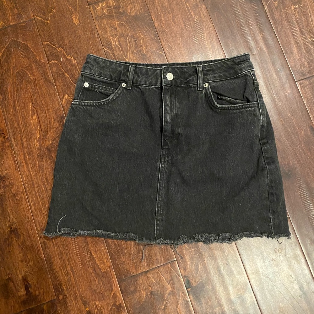 Topshop Moto Black Denim Skirt
